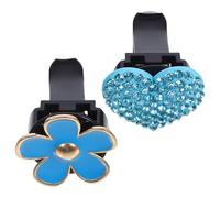 GALPADA 2pcs Car Vent Diffuser Clips in Blue Zinc Alloy with Rhinestone Heart and Flower Shapes Compatible with Car Brands Easy Installation for Stylish
