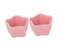 GALPADA 2pcs Ceramic Pet Feeding Bowl Small Star Shape Non-tip Food Feeder for Hamsters Rabbits Small Animals Pink