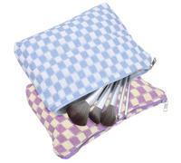 GALPADA 2pcs Checkered Makeup Bag Cosmetics Organizer Pouch Tampon Holder Pad Storage Small Feminine Period Bag for Daily Use