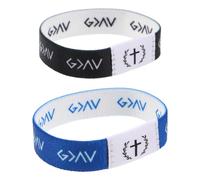 GALPADA 2Pcs Christian Bible Verse Bracelets for Men and Women - Elastic Motivational Scripture Wristbands with Blue-White and Black-White Color Combinations for Spiritual Events and