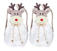 GALPADA 2pcs Christmas Gift Bags Cloth Xmas Handheld Candy Treat Bags for Xmas Party with Classic Festive Theme Design and Good Visual Effect