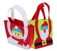 GALPADA 2Pcs Christmas Tote Bags Lightweight Candy Goodie Bags with Santa and Snowman Designs for Treats Cookies Chocolates Festive Holiday Party Favor Pouches