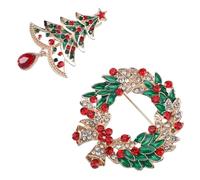 GALPADA 2pcs Christmas Tree Brooch Pins Alloy Multi-purpose Decorative Xmas Brooches for Daily Wearing and Ceremonies Red Colour Delicate Making and Adorable Appearance