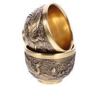 GALPADA 2pcs Copper Drink Cup Antique Tea Cup Copper Golden Solid Metal Construction Easy to Clean Reusable Easy to Hold for Tea and Wine