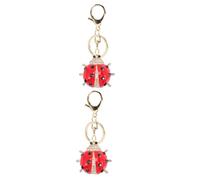 GALPADA 2pcs Cute Keyring Ladybug Bag Hanging Keyring Rhinestone Keychain Fashion Unique Ladybug Charm