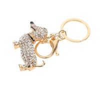 GALPADA 2pcs Dachshund Dog Keychain Premium Zinc Alloy Crystal Rhinestone Key for Handbag Car and Backpack Accessories Unique Decorative Keyfob Souvenir Pendant White