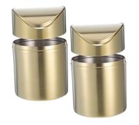 GALPADA 2pcs Desktop Trash Can Mini Trash Can for Desk Table Top Garbage Table Mini Galvanized Garbage Bin Recycling Bin Golden Stainless Steel