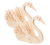 GALPADA 2pcs DIY Wooden Animal Puzzle Swan Jigsaw Kits for Interactive Creative Model Building Educational Cognitive Development Hand Eye Coordination Enhancer Lightweight Wood