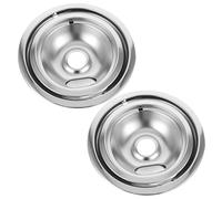 GALPADA 2pcs Electric Stove Burner Drip Pans in Silver Iron Material, Easy to Install with Creative Appearance and Fine Workmanship, Replacement Drip Pans for Kitchen Use