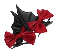 GALPADA 2pcs Elegant Red Bat Wing Hair Clips for Women, Fabric Material, Highlight Personal Style and Complement a Variety of Hairstyles, for Halloween and Gatherings