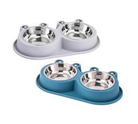 GALPADA 2pcs Elevated Frog-shaped Stainless Steel Pet Bowls with Non-slip Base Non-spill Dog Food Dishes for Indoor Outdoor Use Suitable for Cats Puppies