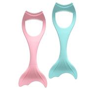 GALPADA 2pcs Eyelash Aid and Mascara Shield Applicator Set, Silicone Eye Makeup Tool Eyeliner and Eyelash Comb, Mermaid Style Pink and Blue for Women’s Precise Eye Makeup