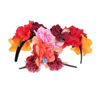 GALPADA 2Pcs Floral Rose Hairbands for Colorful Simulated Flower Headbands in Burgundy Pink Orange Elegant Party and Cosplay Accessories Charming Women Headdress