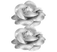 GALPADA 2Pcs Floral Shoe Decorations Clips for Women Shoes and Sandals Silver Satin Fabric Elegant Charming Design Versatile Use Easy Attachment for Festive Events