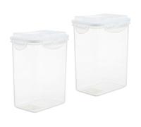 GALPADA 2pcs Food Storage Jars with Airtight Buckle Lids, 1.8l Large Capacity Kitchen Containers for Food Preservation and Organizing, Reusable Plastic Jars with Flat Bottom