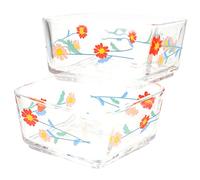 GALPADA 2pcs Glass Food Bowl for Hamsters Small Pets Tip Design for Guinea Pigs Rabbits Durable Feeding Dish for Food Water Compact Pet Accessories Red Daisy