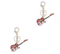 GALPADA 2pcs Guitar Keyring Decoration Rhinestones Hanging Keychain for Personal Collection and Music and Boys and Girls Stylish and Sturdy Accessory