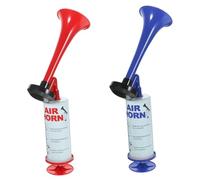 GALPADA 2Pcs Hand Pump Air Horn Portable Handheld Trumpet for Football Events Sports Boating Safety Signal Loud Noise Maker for Parties and Celebrations Red Blue