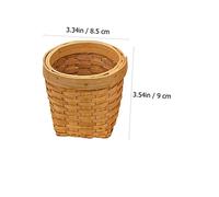 GALPADA 2Pcs Hand Woven Wood Pen Holder Compact Desktop Organizer for Stationery Cosmetics Keys Creative Wood Woven Design Space Saving Storage Basket for Home Office School