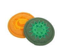 GALPADA 2pcs Handcrafted Embroidered Sound Bowl Cushions for Tibetan Singing Bowls, Dual-layer Rounded Mats with Chakra Design, 10cm Small Green and Orange Pads for Meditation and Yoga Rituals