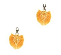 GALPADA 2pcs Handmade Tassels Keyring Cotton Keychain for Car and Bag Stylish Decorative Key Chain for Women Yellow