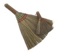GALPADA 2Pcs Handwoven Miscanthus Straw Brooms, Soft Indoor Handheld Dust Sweepers for Living Room, Kitchen, Hardwood Floors, Traditional Grass Broom Set with Red Cord, Household Cleaning