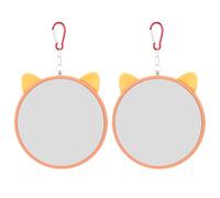 GALPADA 2Pcs Hanging Bird Mirror for Cage Bright Orange Plastic and Glass Parrot Mirror with Cage Decoration for Pet Birds