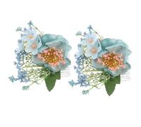 GALPADA 2pcs Hawaiian Hibiscus Flower Hair Clip Tropical Updo Accessory for Women Wedding Bridal Luau Party Blue Royal