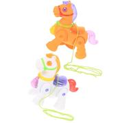 GALPADA 2Pcs Horse with Leash, Educational Electric Walking Horse for Ages 1-3, Motor Skills Development, White and Orange Color, Battery Not Included