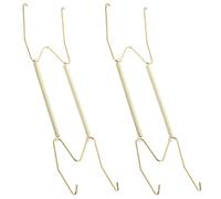 GALPADA 2pcs Invisible Plate Hangers Wall Mount Plate Display Holder with Spring-Loaded W Shape Design Copper Alloy Golden Colour Leaves No Trace Or Damage for Kitchen Supply