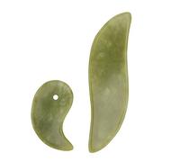GALPADA 2pcs Jade Gua Sha Board Healing Facial Scraping Tool for Improved Circulation Enhanced Complexion Ergonomic Massage Plates Green