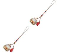 GALPADA 2pcs Japanese Luck Cat Pendant for Backpack Key Phone Purse Ceramic Hanging Decor Bell and Floral Design for and Style
