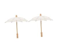 GALPADA 2pcs Lace Wedding Parasol Umbrella Vintage Photo Prop for Bride Elegant Lace Embroidery Cloth Comfortable Carry Handle for Bridal Photography and Ceremonies