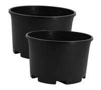 GALPADA 2pcs Large Plastic Plant Containers with Drainage Holes, Black Outdoor Garden Planters for Hydrangea, Roses and Bonsai, Sturdy Nursery Pots for Indoor and Patio Use