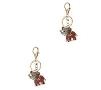 GALPADA 2pcs Lovely Diamond-Encrusted Elephant Keychain Pendant Durable Car Key Ring for Friends Family Cute Bag Accessory Adorable Design