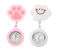 GALPADA 2pcs Lovely Nurse Watch for Women Retractable Badge Pocket Watch Doctor Nurse Charm for Daily Use