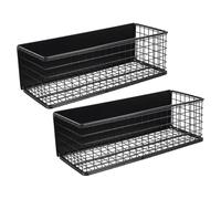 GALPADA 2pcs Magnetic Spice Rack Organizer for Fridge and Washing Machine, Iron Material with Hollow Design for Ventilation, Black Magnetic Shelf for Bottles and Spice Jars in Dining Room