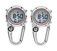 GALPADA 2pcs Metal Clip Pocket Watch for Outdoor Activities Glow The Dark Function Carabiner for Hiking and Camping