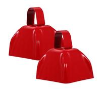 GALPADA 2pcs Metal Square Cowbells with Handle Loud Percussion Bells for Sports Events Football Cheering Farm Animal Noise Makers