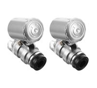 GALPADA 2Pcs Mini Microscope Set Portable Jewelry Loupe Currency Detector with LED Light for Observations Low Light Conditions