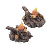 GALPADA 2pcs Miniature Dollhouse Campfire Resin Figurines Realistic Fake Bonfire Models for Micro Landscape Decor No Power Needed Educational Pretend Play for Camping Party