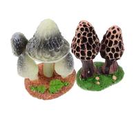 GALPADA 2pcs Miniature Resin Mushroom Ornaments Cute Cartoon Figurines for Moss Gardens Indoor Outdoor Decoration Micro Landscape Accessories