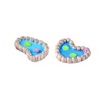 GALPADA 2PCS Miniature Sand Table Models Decorative Artificial Micro Landscape Ornaments with Heart Shaped Lotus Leaf and Footprint Lotus Flower Desktop Garden Decor for Home Office