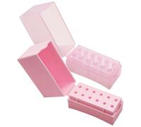 GALPADA 2Pcs Nail Drill Bit Storage Box with 12 Small Round Holes, Nail Drill Bits Holder Organizer for Manicure Polishing Heads, Folding Grinding Head Case in Pink and Pink for Salon and