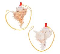 GALPADA 2Pcs Natural Conch Shell Horn Whistles, Miniature Plastic Trumpet Noisemakers for, Blowing Horns for Undersea Party Decorations and Festive Events