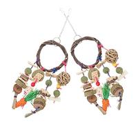 GALPADA 2Pcs Natural Handmade Rabbit Chew Durable Odor Bite for Teeth Care Safe Hanging Chewing Accessory for Bunnies Hamsters Guinea Pigs and Small Pets Exercise and Fun