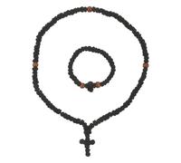 GALPADA 2PCS Orthodox Prayer Ropes Bracelet & Necklace | Christian Cross Prayer Rope | Handmade Greek Protection Blessing | Hanging Charm Ornament for Car
