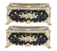GALPADA 2Pcs Paper Towel Organizer Napkin Box Household Desktop Tissue Container Black Rose Gold Easy to Clean Tissue Holder for Home Office Car Use