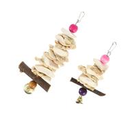GALPADA 2pcs Parrot Cuttlebone Chew Toy Hanging Bite Toy for Birds Molar String 15cm 20cm Suitable for Caged Birds Random Color