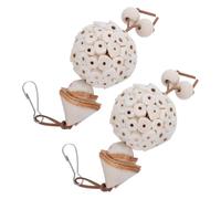 GALPADA 2pcs Parrot Wood Chew for Cockatiels and Birds, Versatile Hanging Design with Natural Khaki Wood, Interactive Bird Cage Accessory for Enrichment and Foraging
